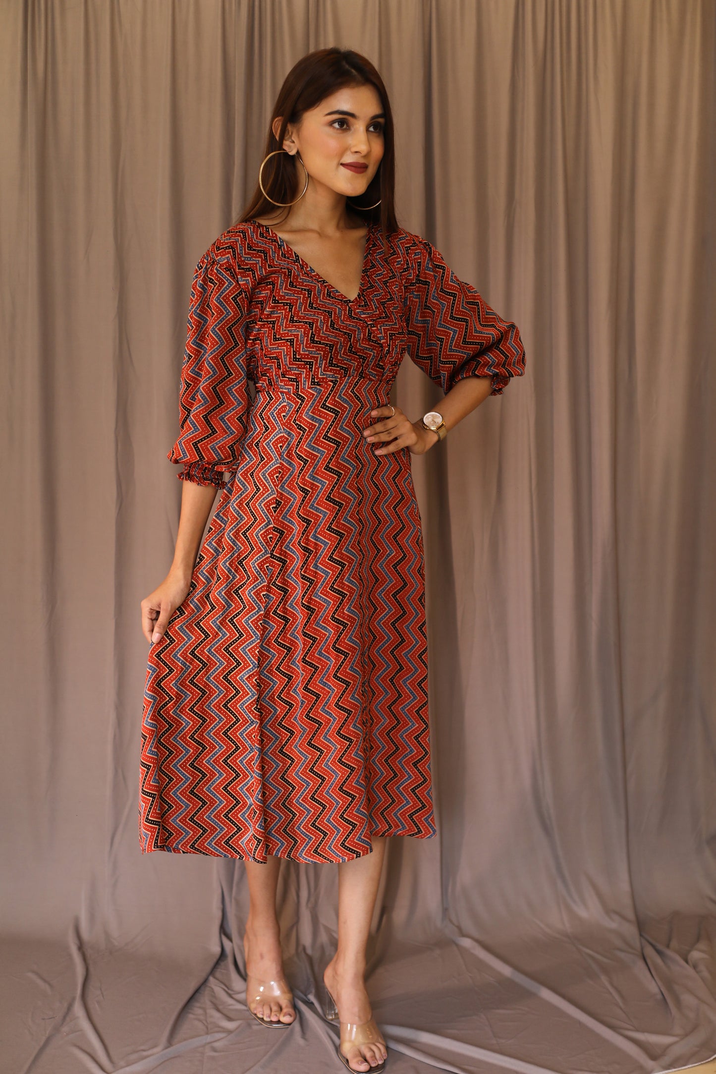 Red Zigzag modal Dress