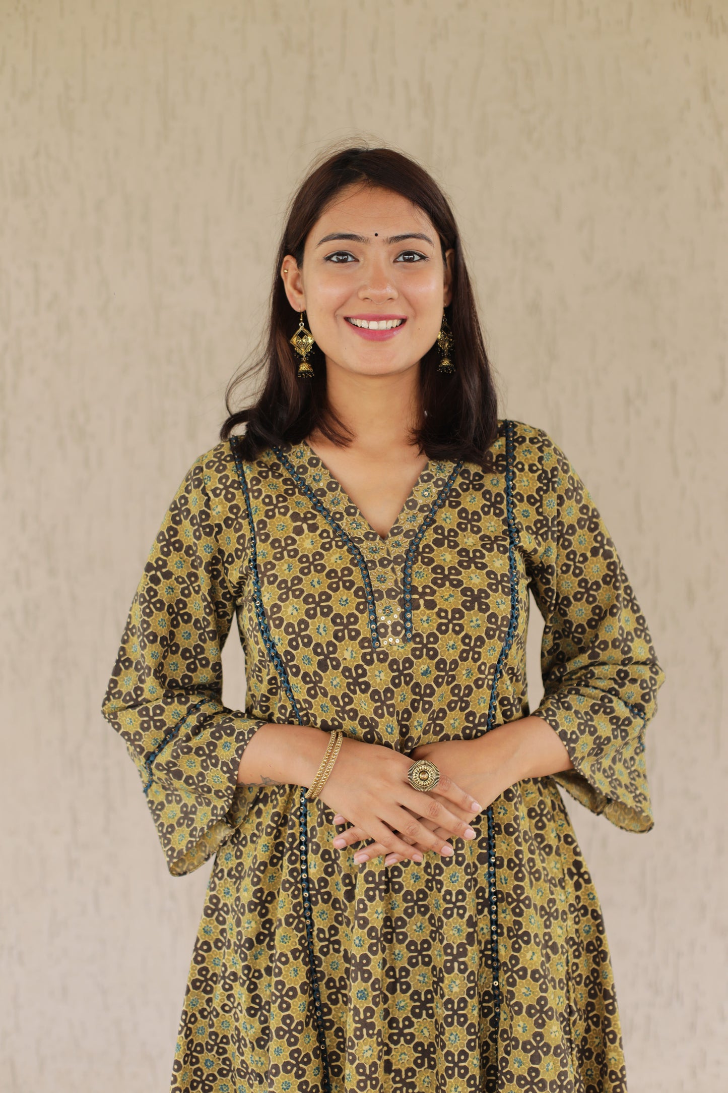 Ochre Star Print Kurta