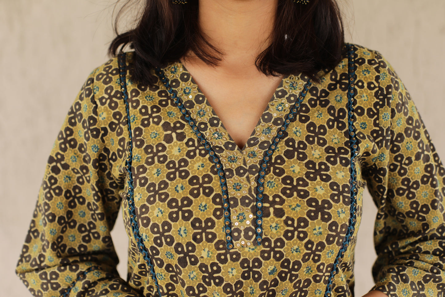 Ochre Star Print Kurta