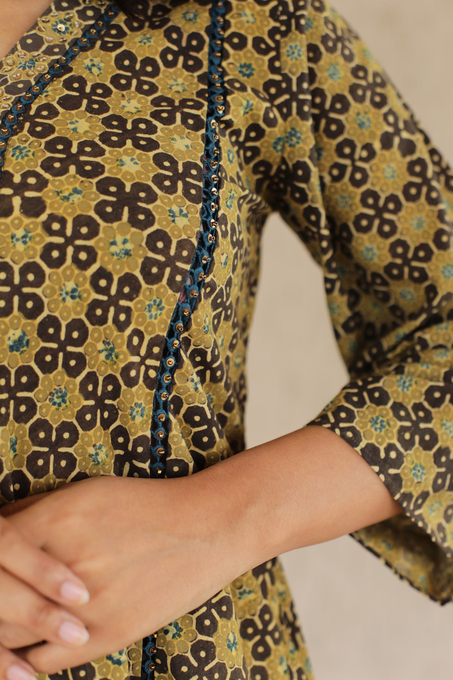 Ochre Star Print Kurta