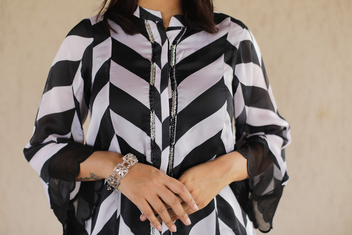 Black and white zigzag Co-ord set