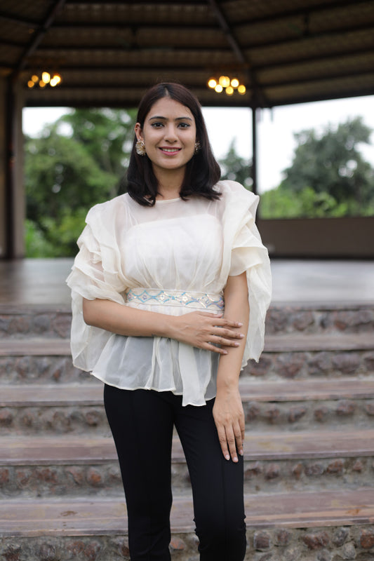 Organza Sequence Belt top with Slip