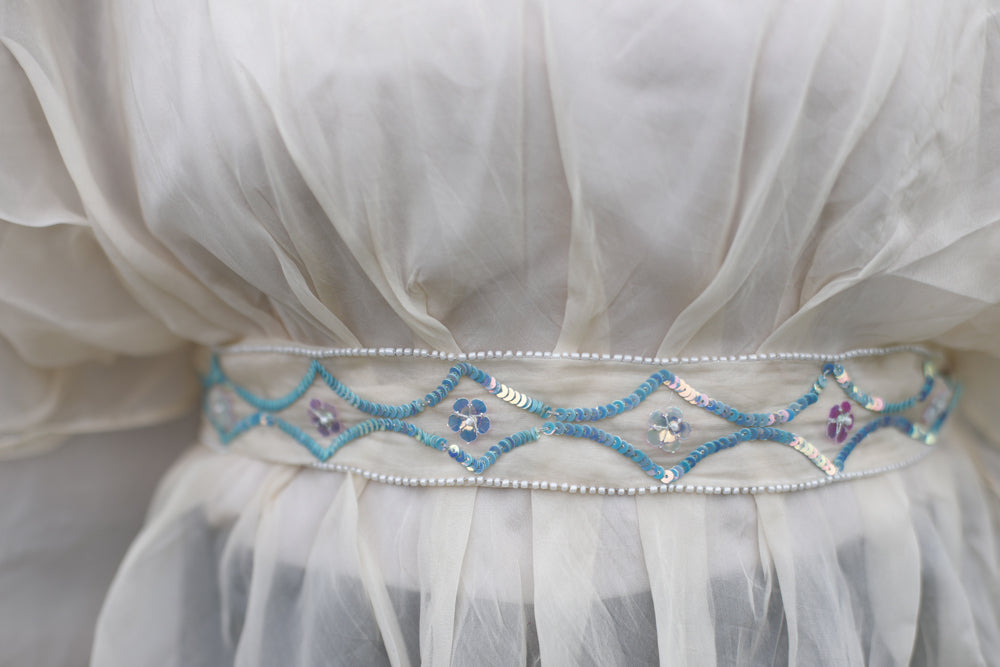 Organza Sequence Belt top with Slip