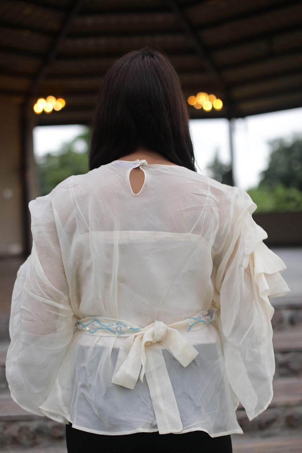 Organza Sequence Belt top with Slip