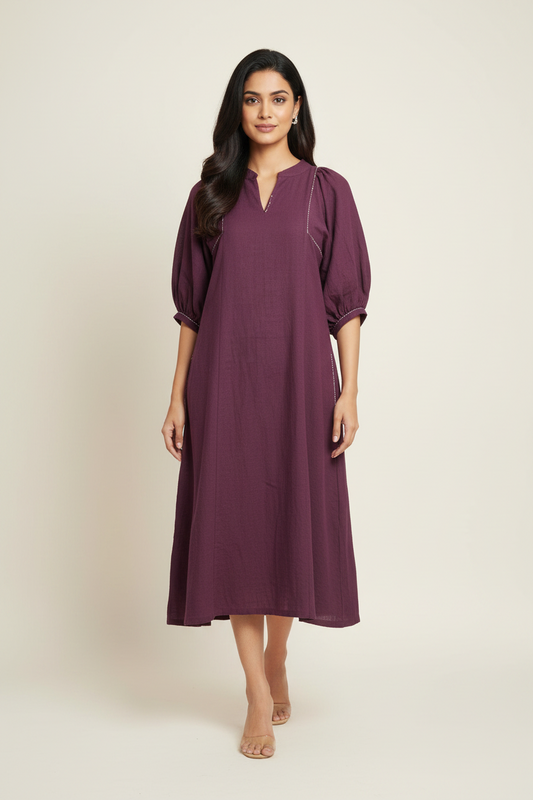 Burgundy Cotton Dress