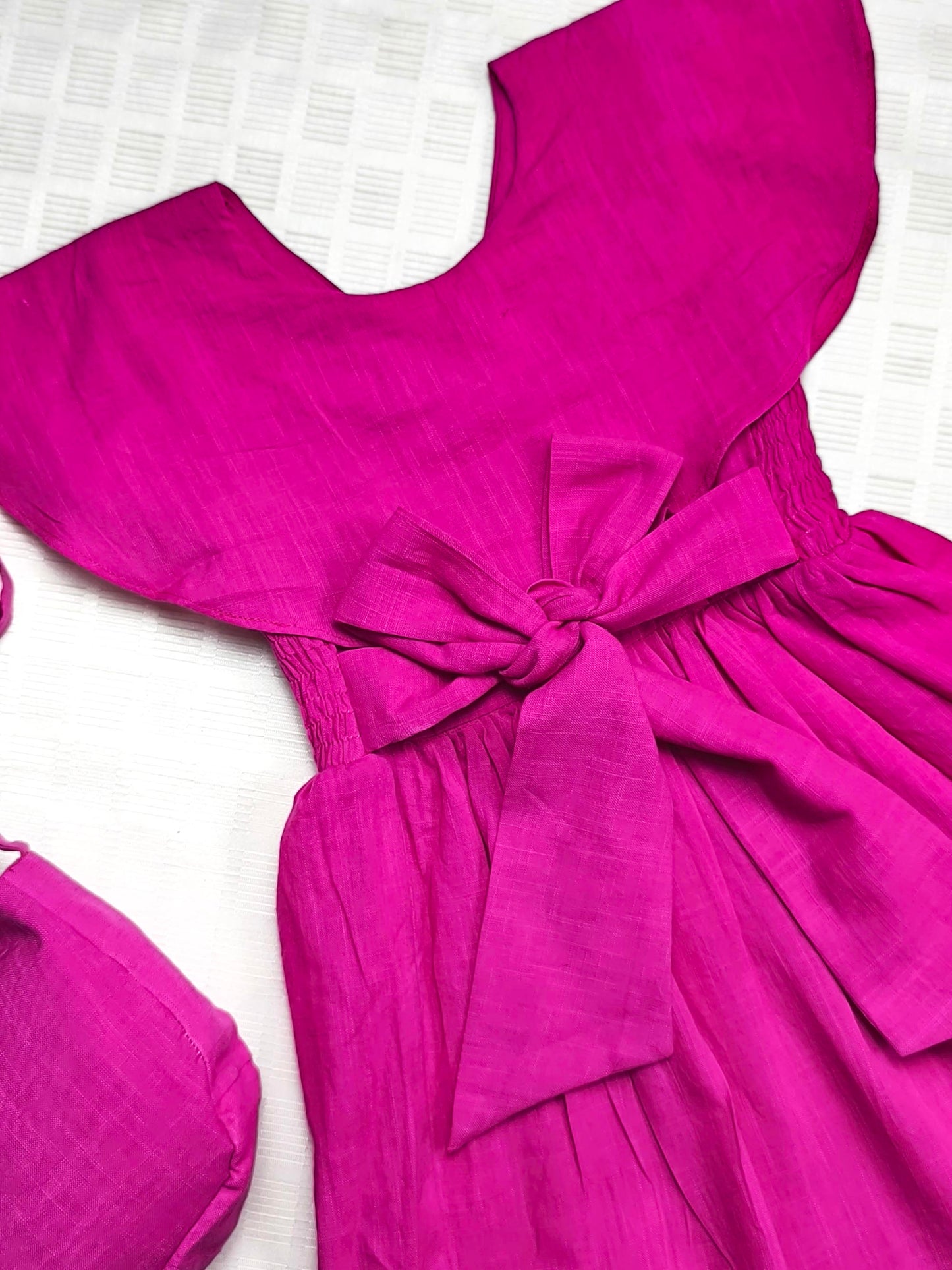 Pink Cotton Slub Hand Embroidered Dress