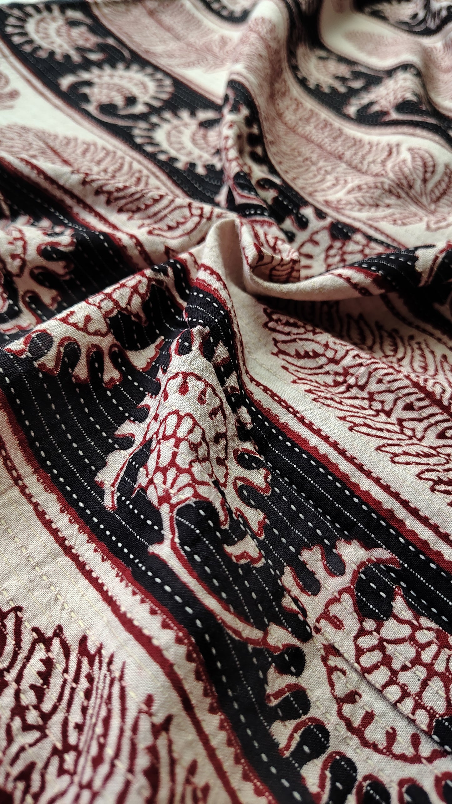Bagh Print Stripe Floral Cotton Fabric