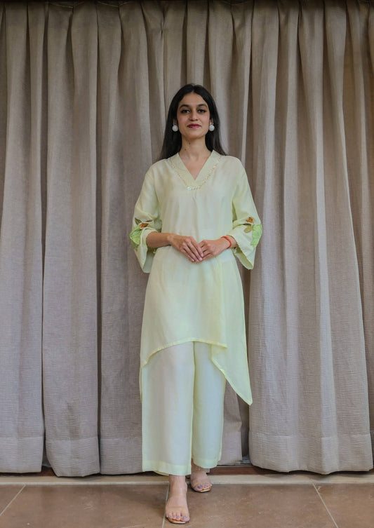 Green Cotton Patched Co-ord Set