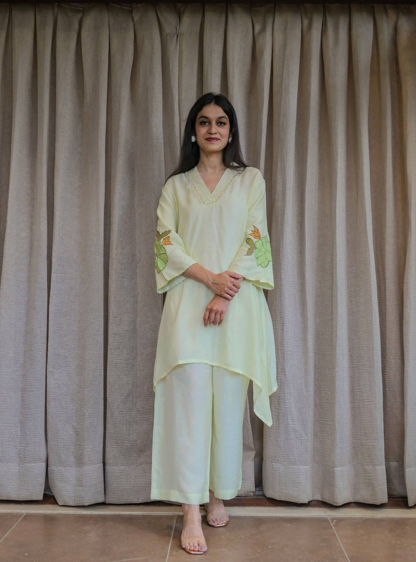 Green Cotton Patched Co-ord Set