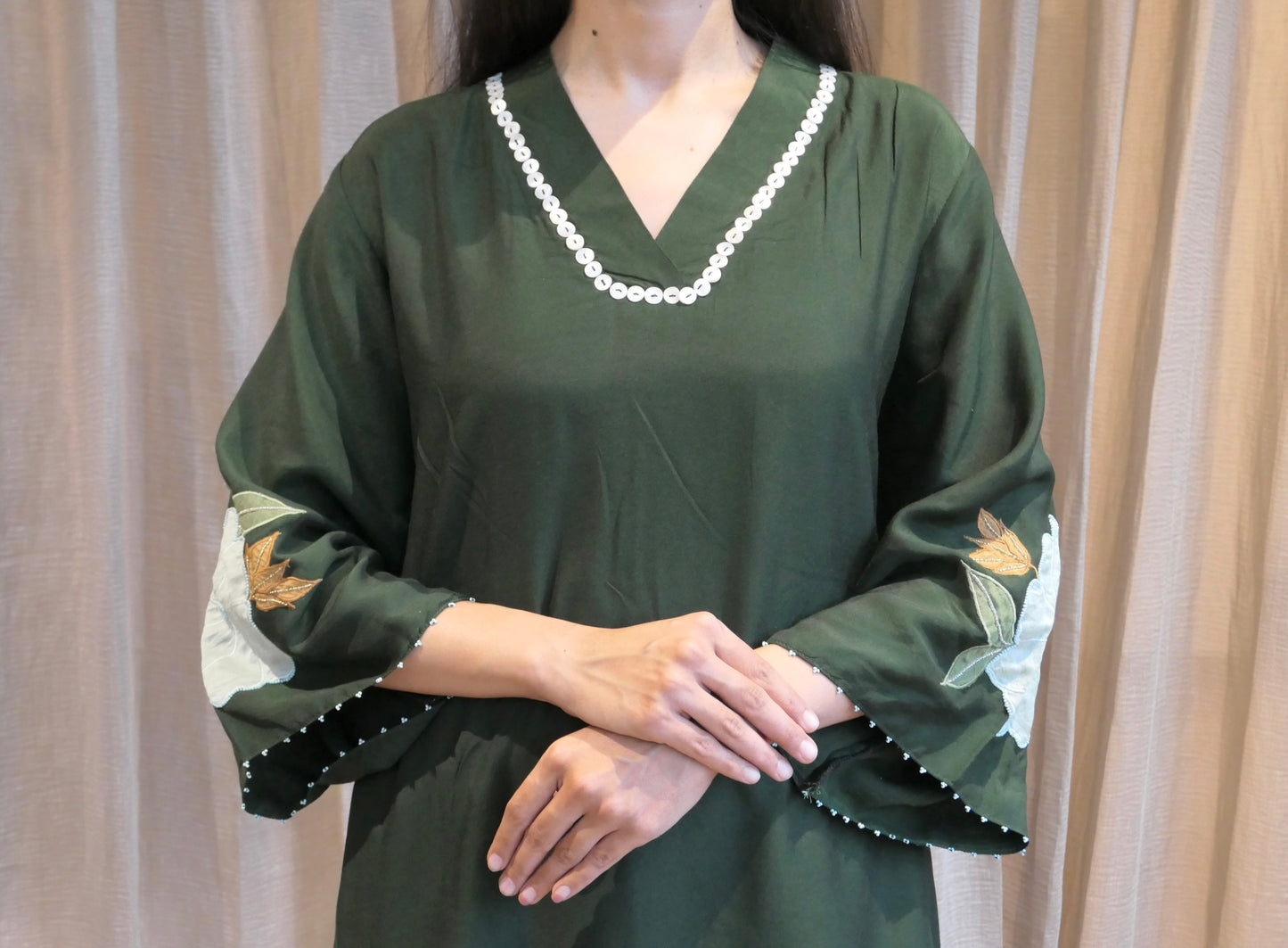 Green Cotton Patched Co-ord Set