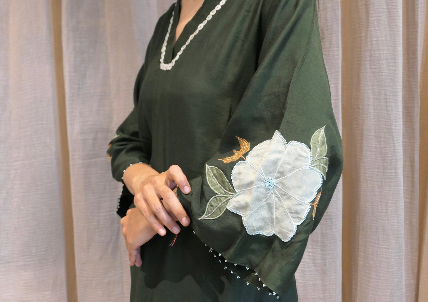 Green Cotton Patched Co-ord Set