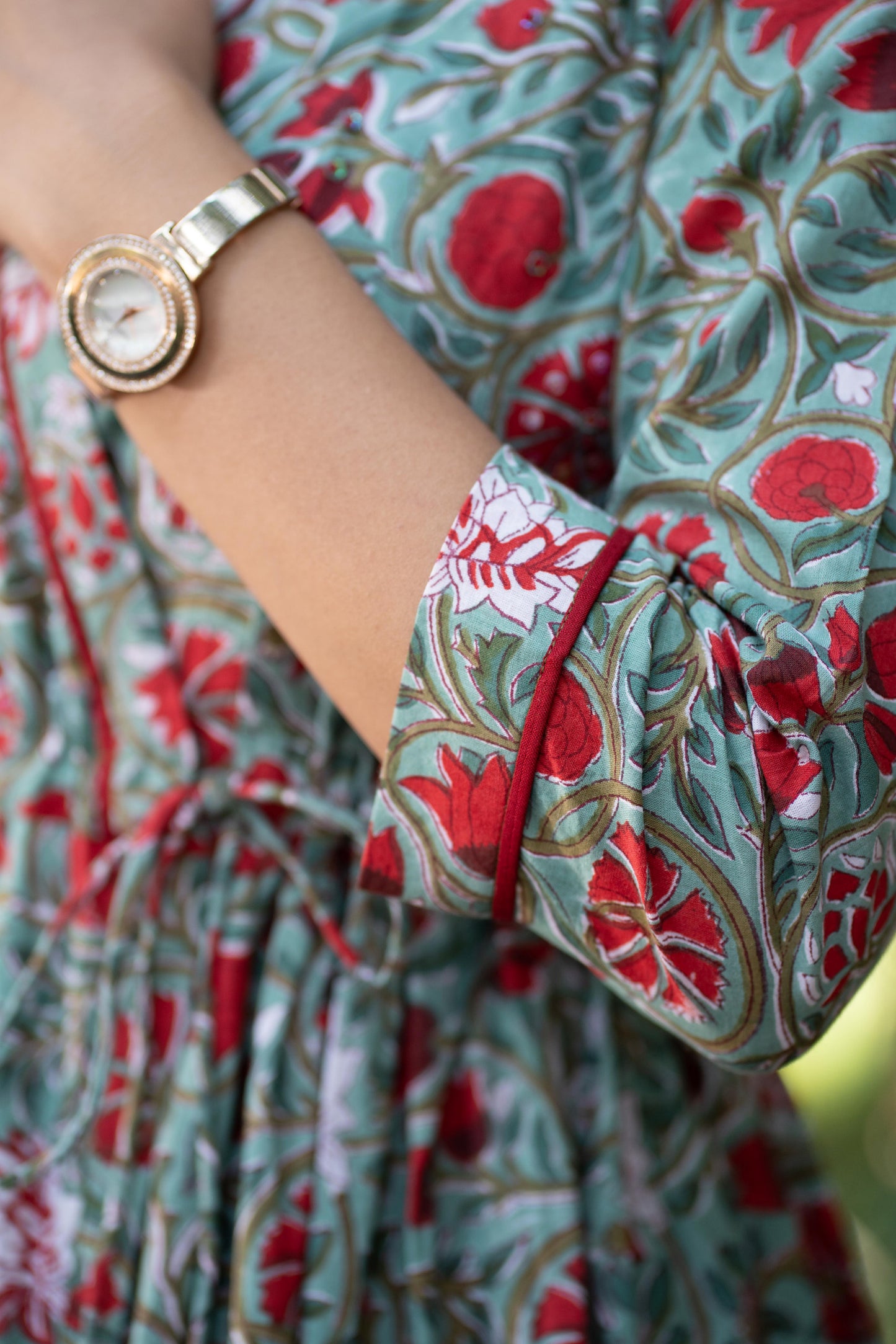 Green Sequence Embellished Wrap Dress