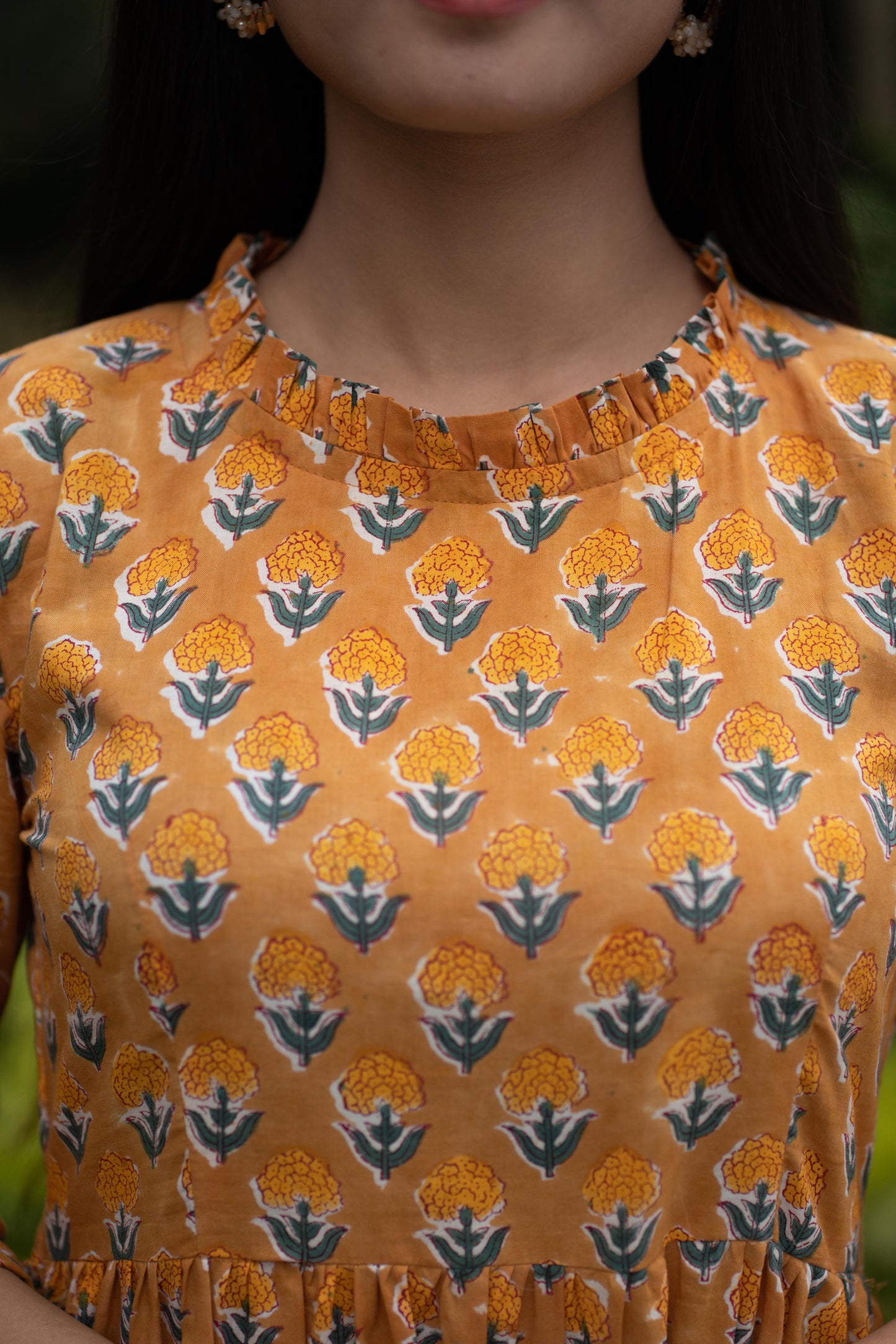 Mustard floral tier Dress