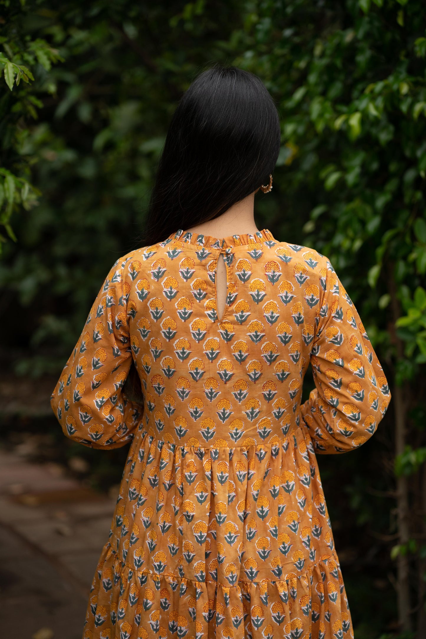 Mustard floral tier Dress