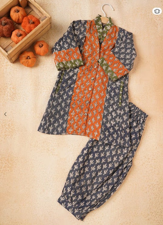 Multicolor Cactus Print Mother Daughter Cord set