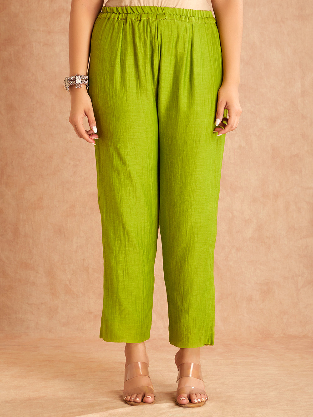 Light Green Mul Chanderi Silk Embroidered  Kurta WIth Pants