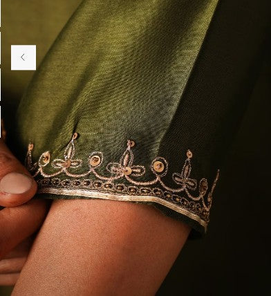 Women Olive Green Embroidered Kurta, Pants & Dupatta