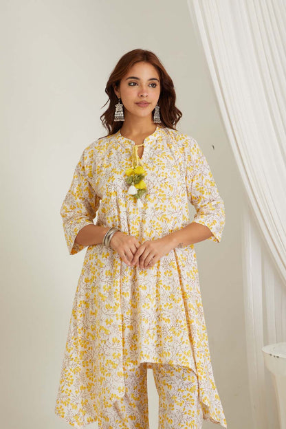 Yellow And White Floral Co-ord Set