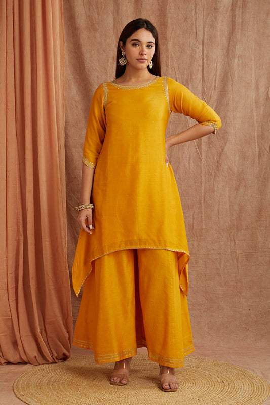 Yellow Chanderi Silk Suit set
