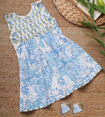 Blue Hand Block Printed Cotton Dress