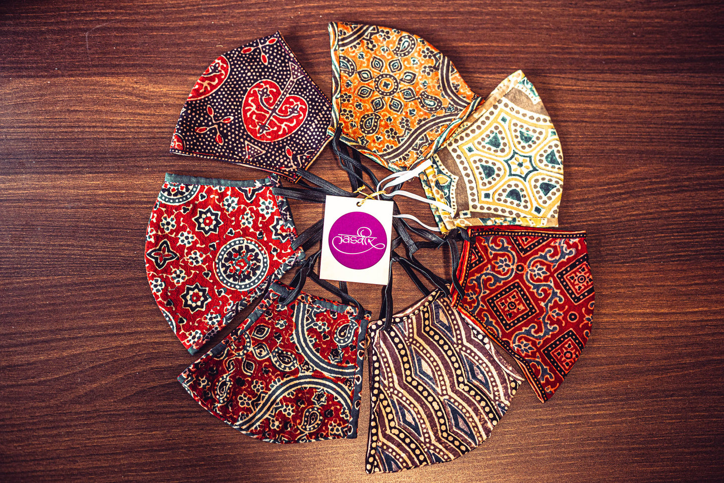 Organic Ajrakh / Bagh Print Mask (Set of Any 5 , 6 and 7)