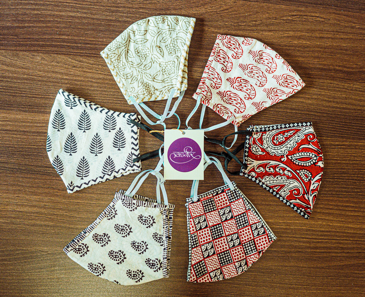 Organic Ajrakh / Bagh Print Mask (Set of Any 5 , 6 and 7)