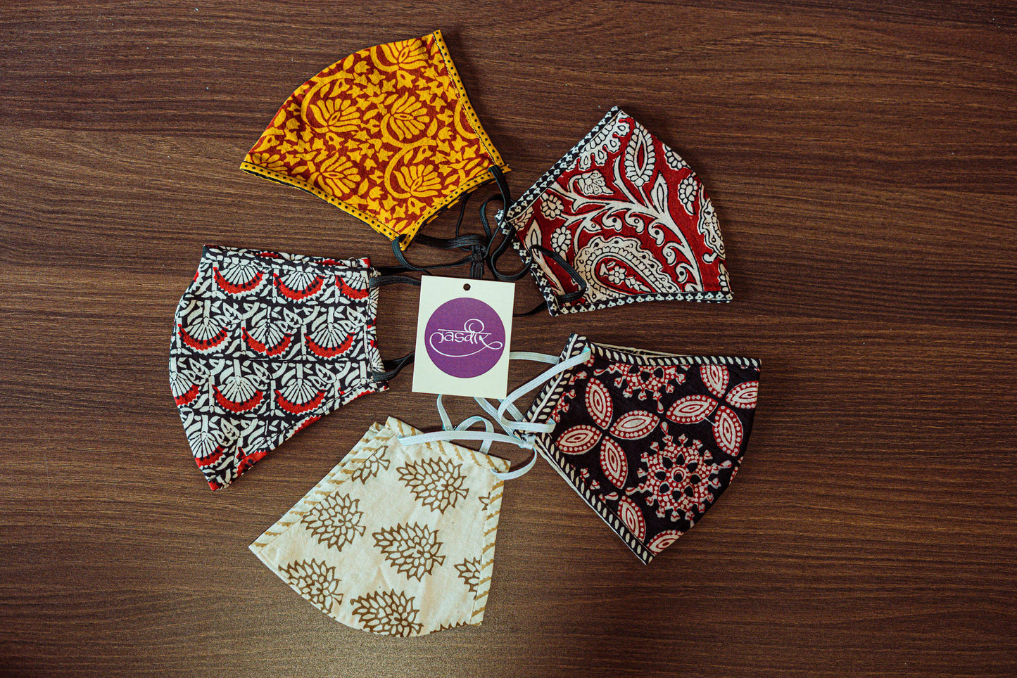 Organic Ajrakh / Bagh Print Mask (Set of Any 5 , 6 and 7)