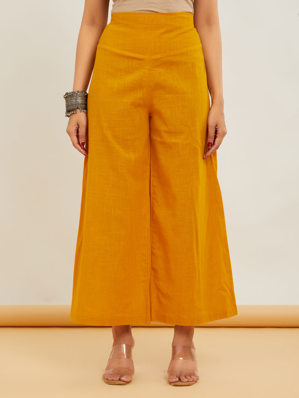 Mustard Yellow Ajrakh Applique Work Cotton kurta pant