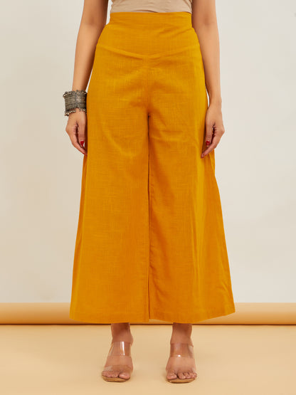 Mustard Yellow Ajrakh Applique Work Cotton kurta pant