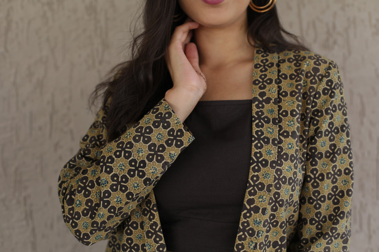 Yellow star print Ajrakh Cordset