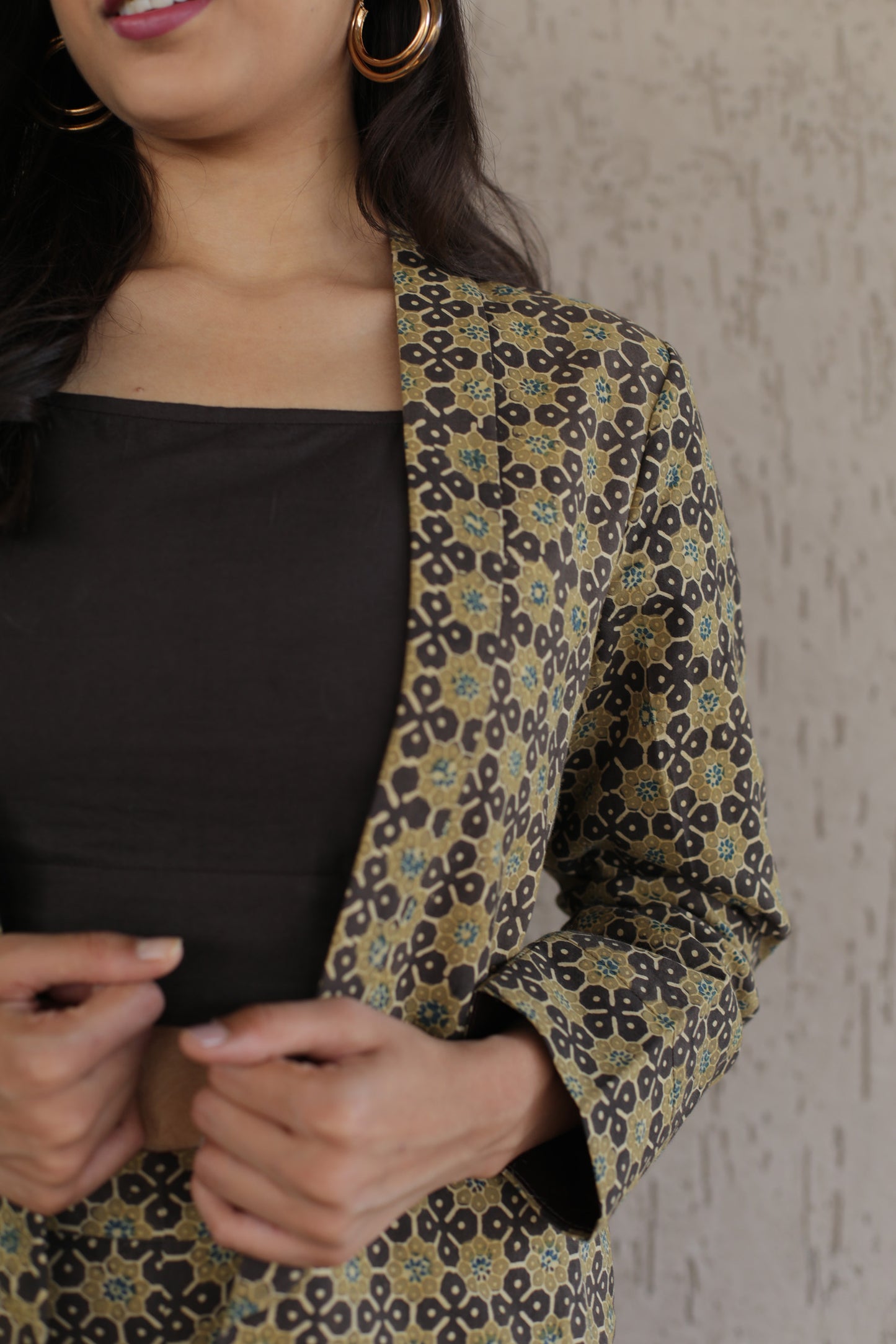 Yellow star print Ajrakh Cordset