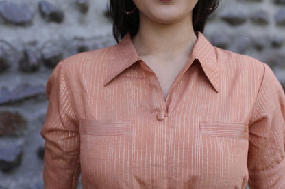 Beige chanderi dress