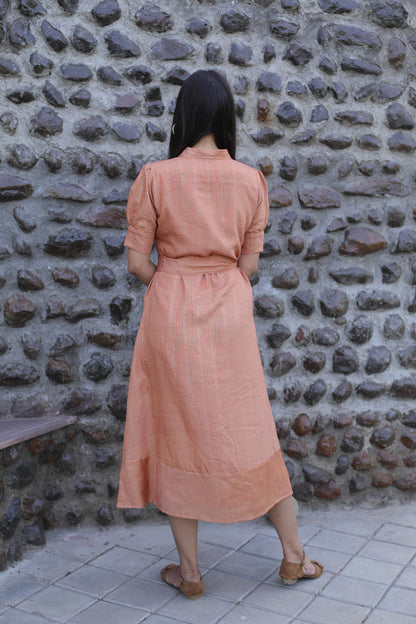 Beige chanderi dress