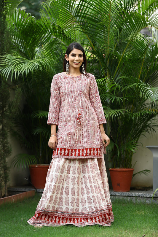 Bagh Print Kurta Lehenga