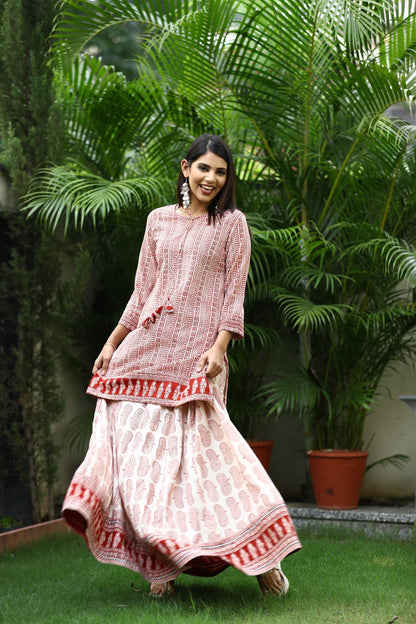 Bagh Print Kurta Lehenga