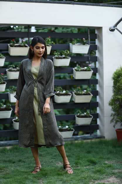 Olive green Modal shrug dress