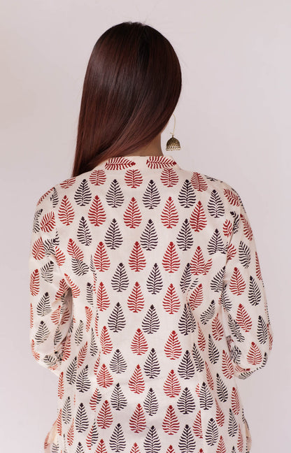 White Bagh print kurta