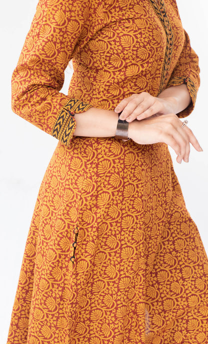 Mustard floral bagh print suitset