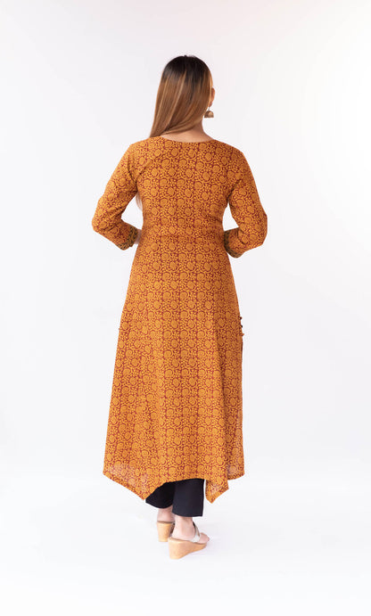 Mustard floral bagh print suitset