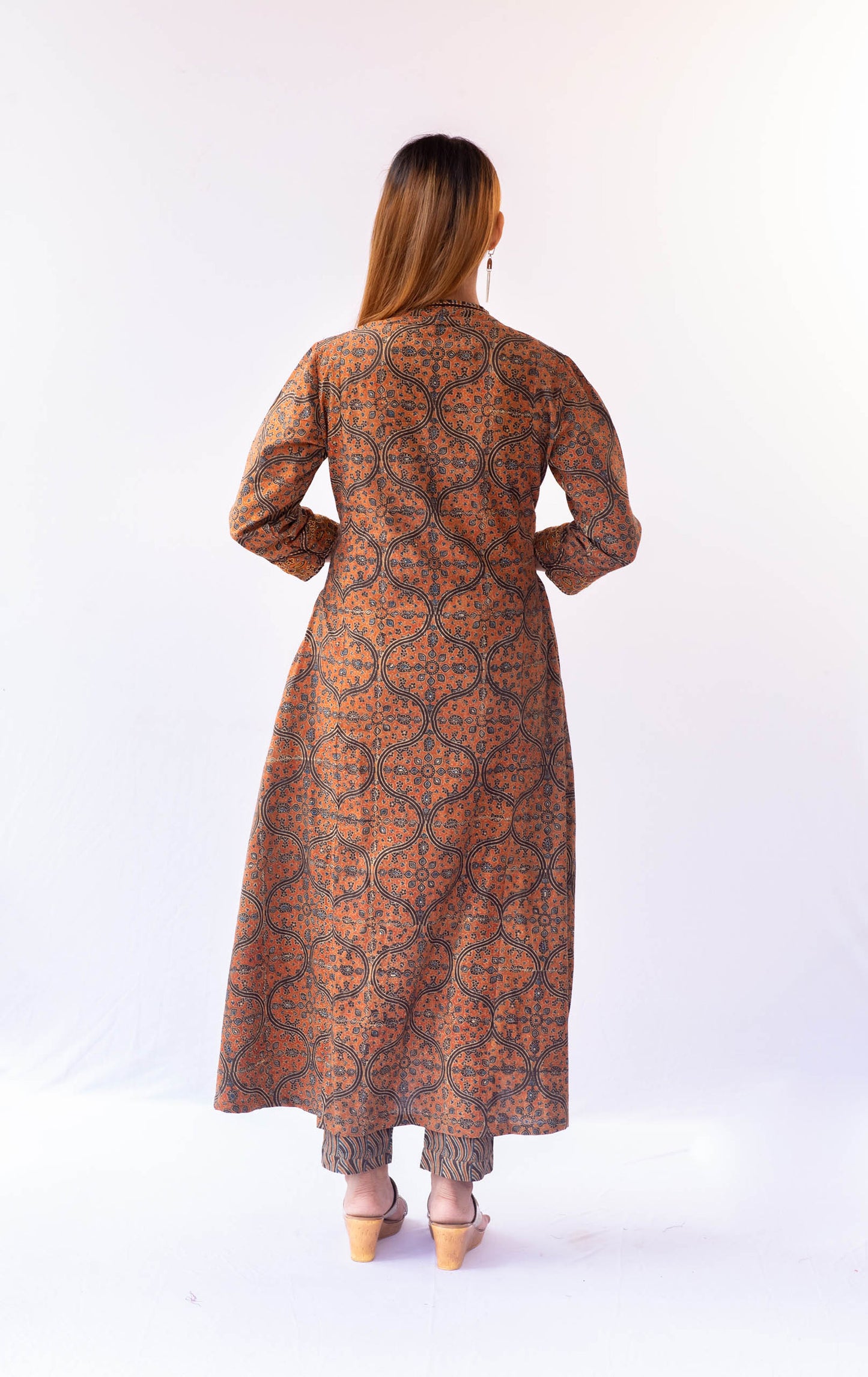Earthy Orange cotton Ajrakh Print