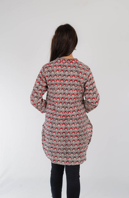 Bagh Print mandarin collar kurti