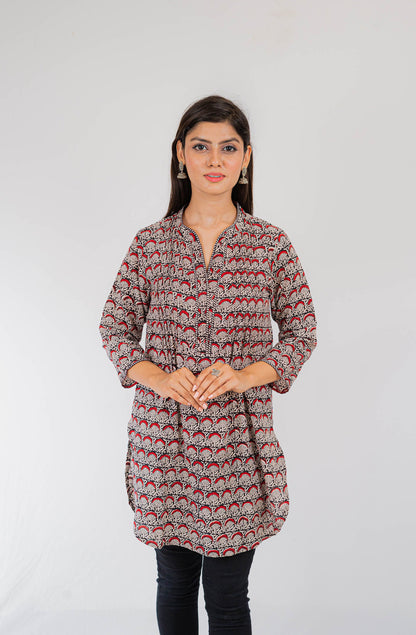 Bagh Print mandarin collar kurti