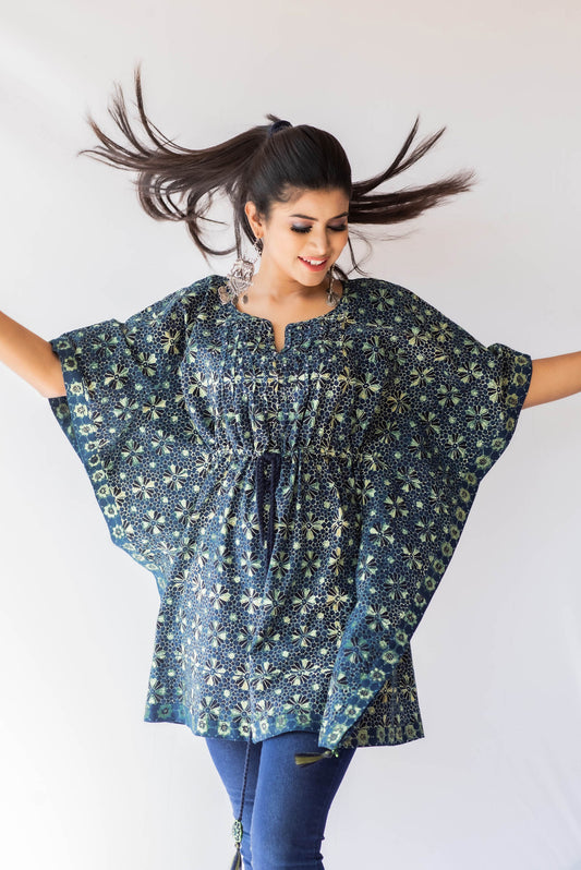 Ajrakh kaftan with embellished tassel
