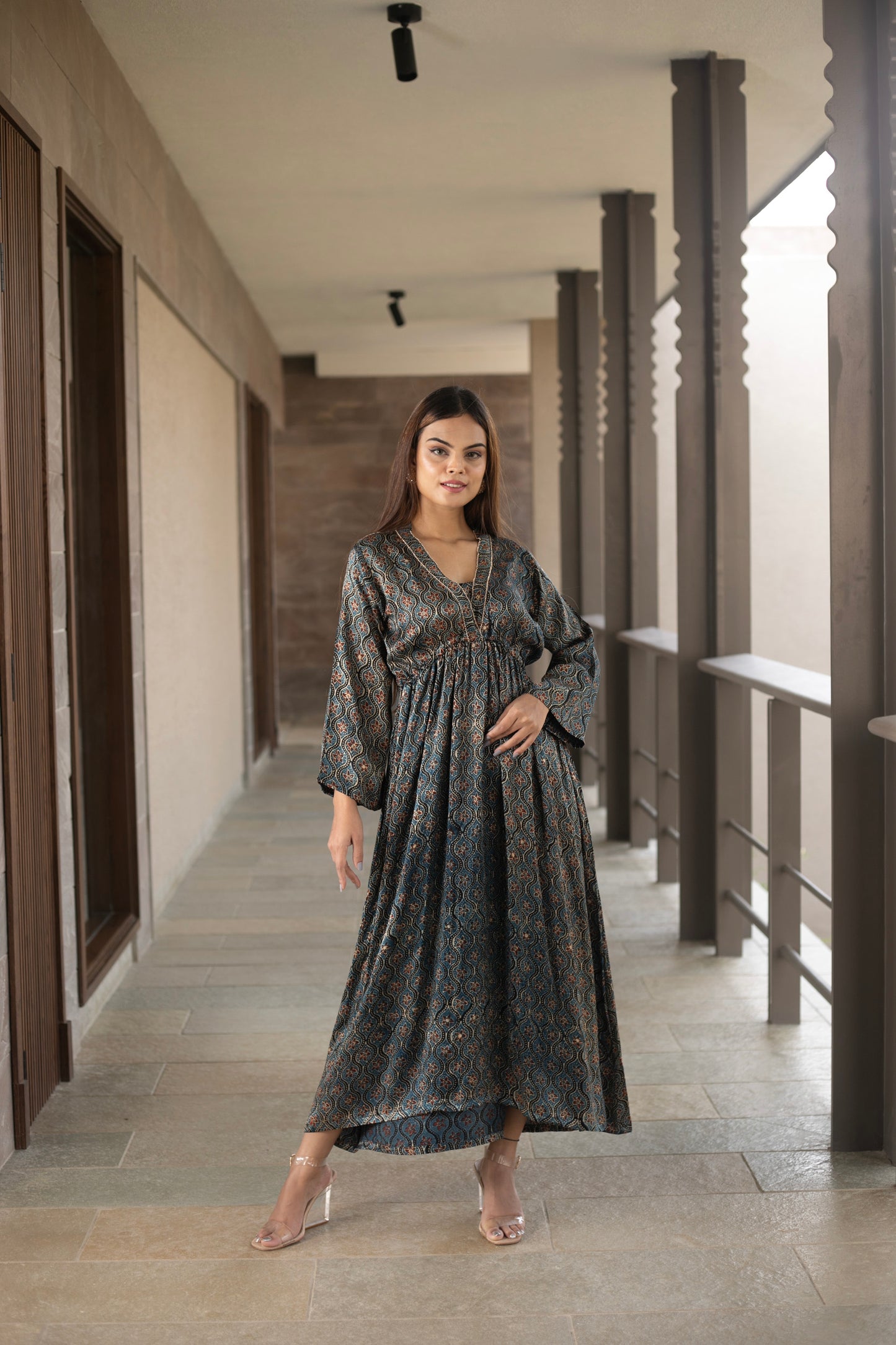 Blue Kaftan style Modal Dress
