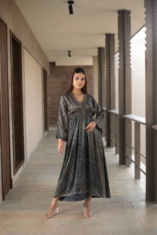 Blue Kaftan style Modal Dress
