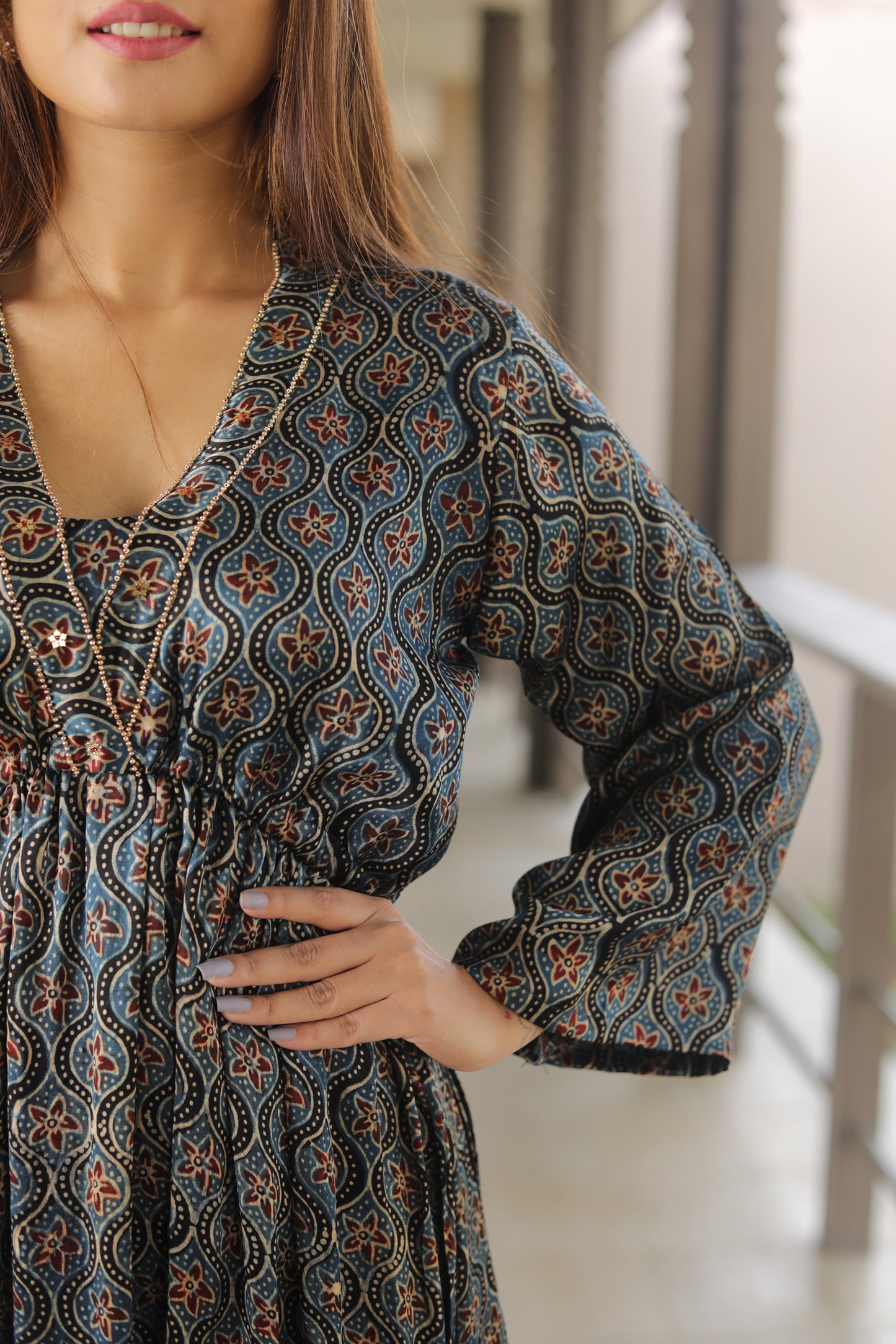 Blue Kaftan style Modal Dress