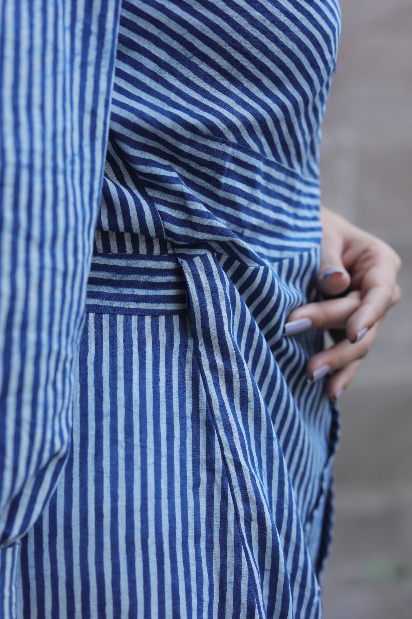 Indigo stripe Drape dress