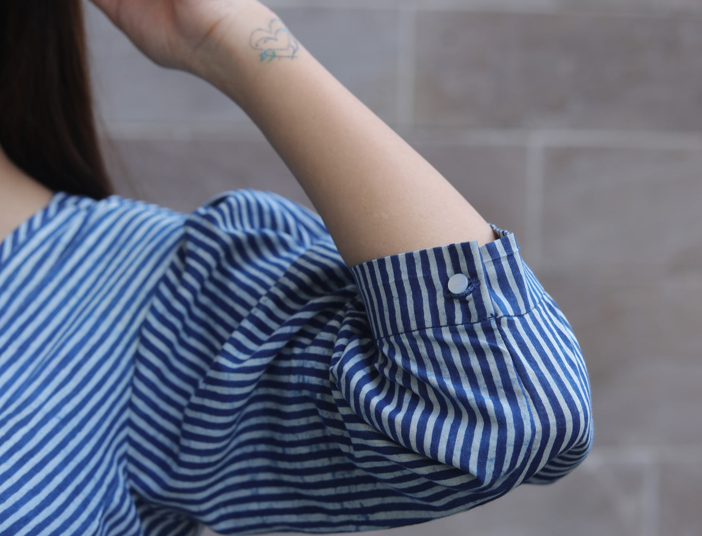 Indigo stripe Drape dress