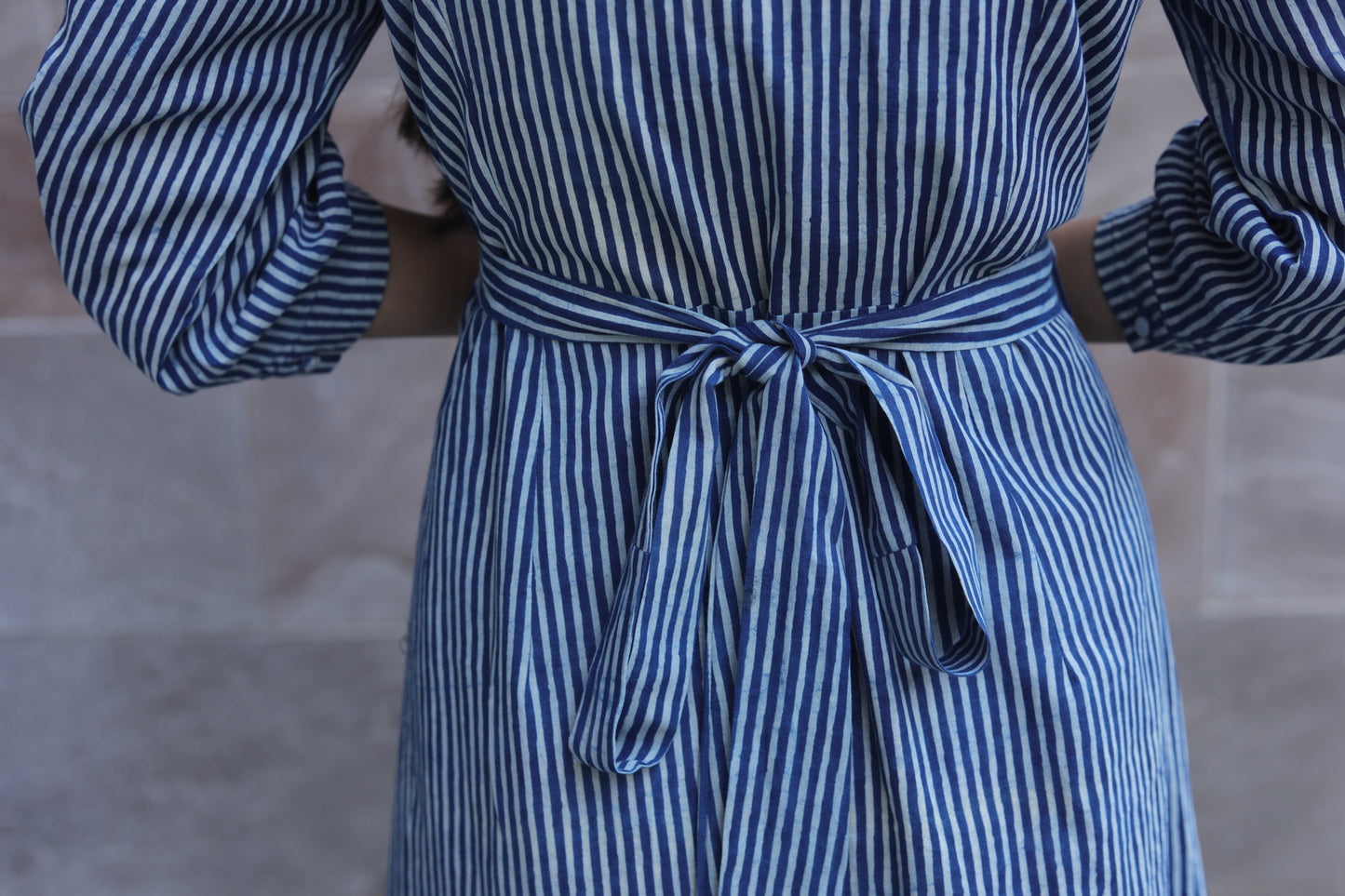 Indigo stripe Drape dress