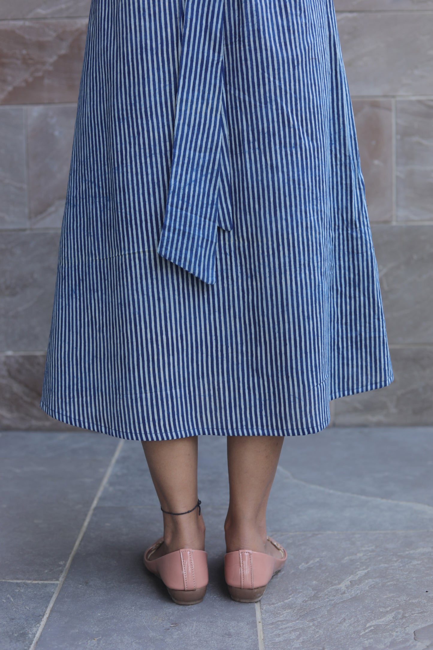 Indigo stripe Drape dress